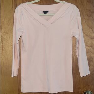 Ann Taylor Soft Pink V-Neck Top